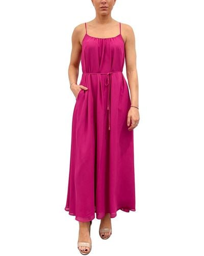 Sam Edelman Belted Chiffon Maxi Dress - Pink