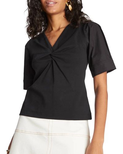 Tanya Taylor Blouse Ronelle Twist Front Top - Black
