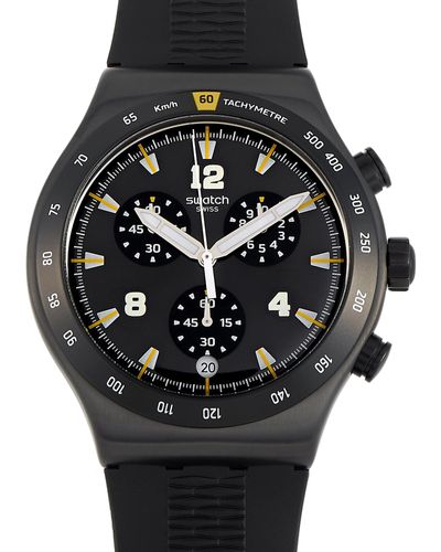 Swatch Chrononero 43 Mm Stainless Steel Watch Yvb405 - Black