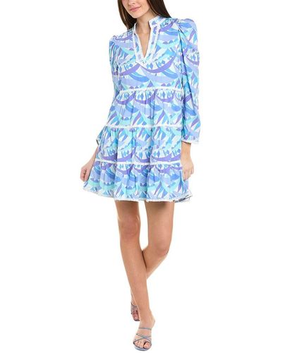 Sail To Sable Tiered A-line Dress - Blue