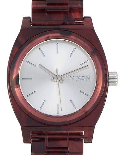Nixon Medium Time Teller Red Acetate 31mm Watch A1214 200 - Purple