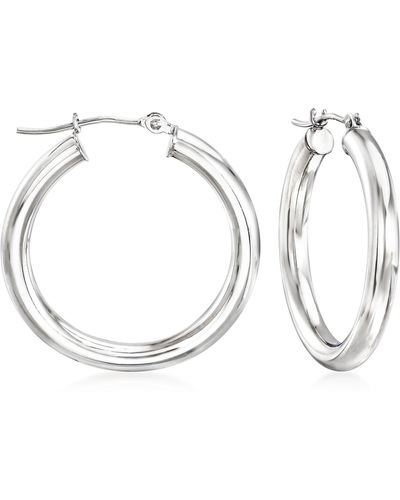 Ross-Simons 14kt White Gold Hoop Earrings - Metallic