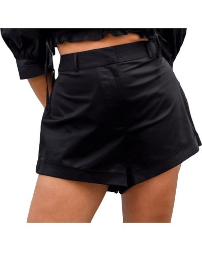 Danielle Bernstein Cuffed High-cut Shorts - Black
