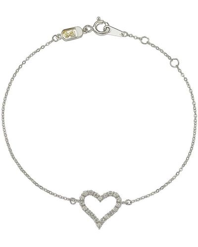 Suzy Levian 14k White Gold & .24 Cttw Diamond Heart Solitaire Bracelet - Metallic