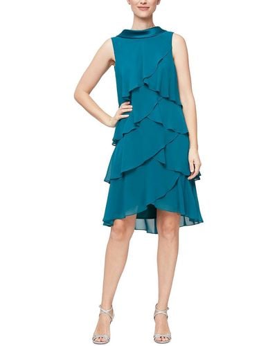 SLNY Party Short Fit & Flare Dress - Blue
