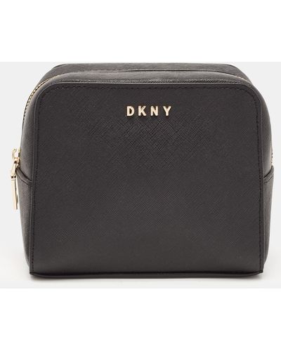 DKNY Saffiano Leather Cosmetic Pouch - Black