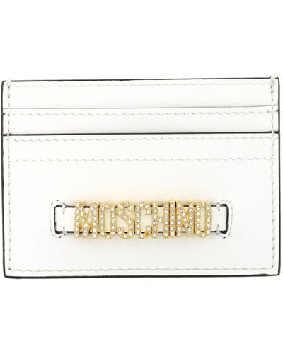 Moschino Crystal-logo Lettering Card Holder - Natural