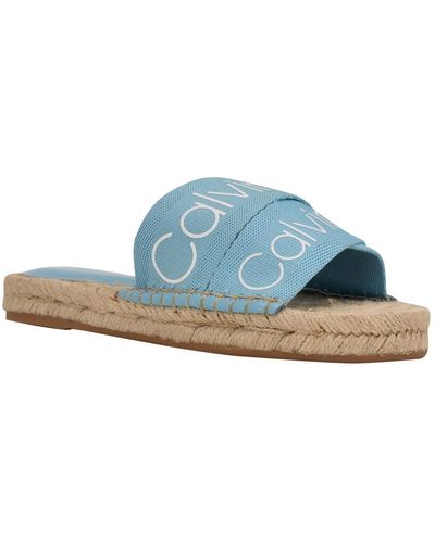 Calvin Klein Tasha Open Toe Slip On Slide Sandals - Blue
