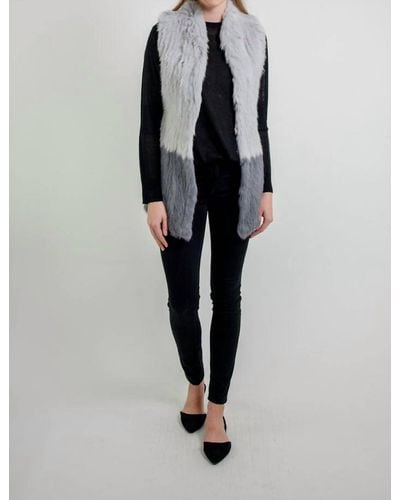 Love Token Elyse Genuine Rabbit Fur Vest In Grey/charcoal - Gray