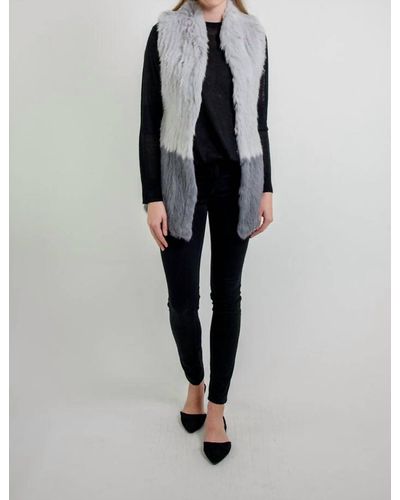 Love Token Elyse Genuine Rabbit Fur Vest - Gray