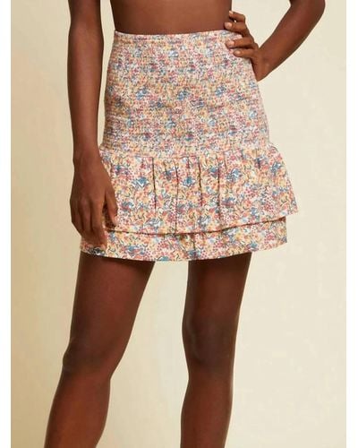 Nation Ltd Mitzy Smocked Mini Ruffle Skirt - Natural