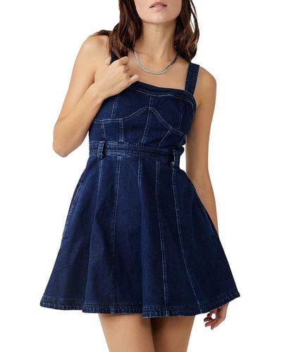 Free People Margot Short Mini Dress - Blue