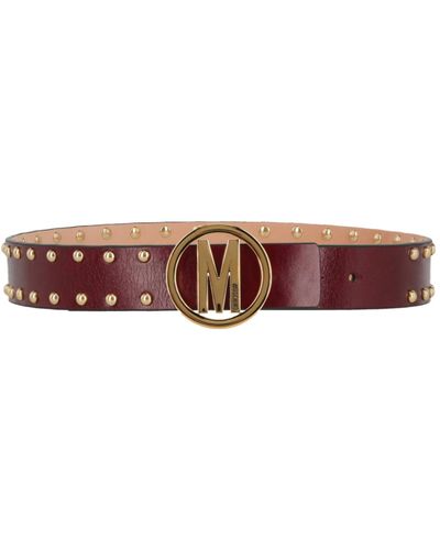 Moschino Circle M Gold Stud Belt - Brown