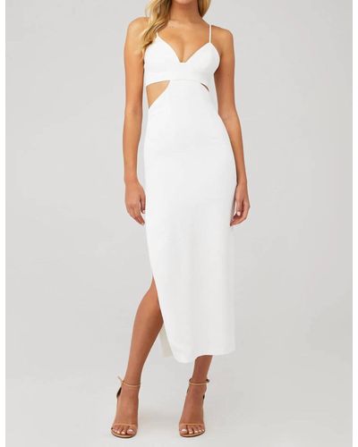 Bardot Cut Out Slit Midi Dress - White
