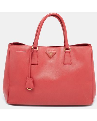 Prada Saffiano Lux Leather Large Gardener's Tote - Red