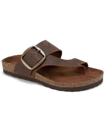 White Mountain Harley Buckle Slip On Footbed Sandals - Brown