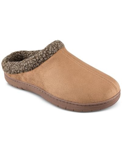 Haggar Faux Suede Slip On Loafer Slippers - Brown