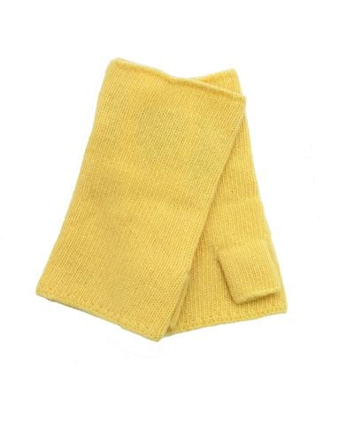 Portolano Cashmere Fingerless Gloves - Yellow