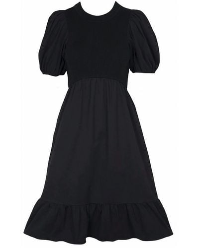 Lucy Paris Mela Mixed Knit Dress - Black