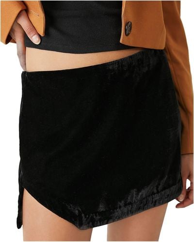 Free People Annalise Velvet Short Mini Skirt - Black