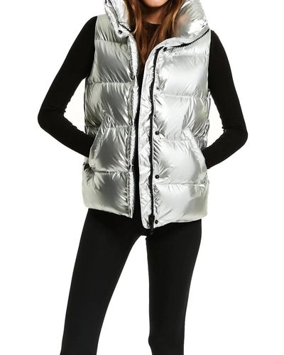 Sam. Women's Bungalow Glossy Cropped Puffer Jacket - Silver - Size XL