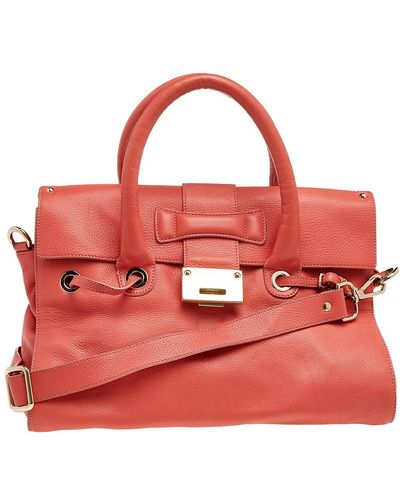 Jimmy Choo Coral Leather Rosalie Satchel - Red