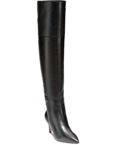 Cole Haan Vandam Leather Pointed Toe Over-the-knee Boots - Black