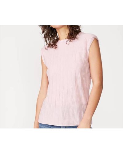 Stateside Knit Plisse Shortsleeve Top - Pink