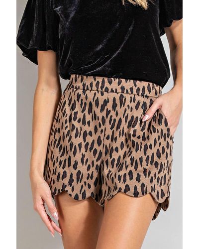 Eesome High Waisted Scallop Shorts - Black