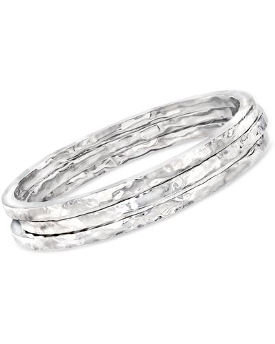 Ross-Simons Italian Sterling Silver Jewelry Set: 3 Hammered Bangle Bracelets - White