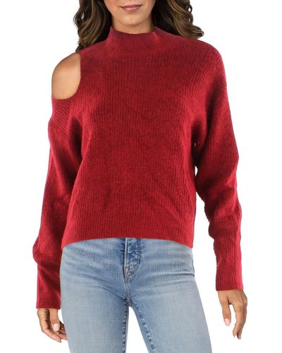 DKNY Knit Cut-out Mock Turtleneck Sweater - Red