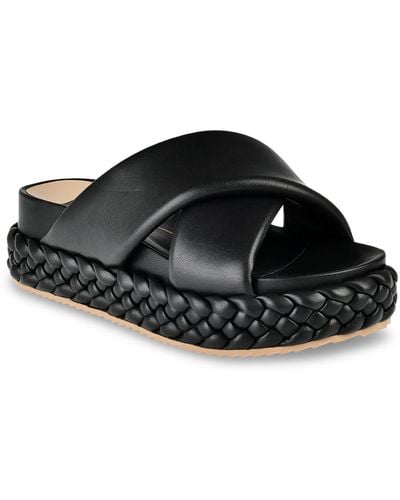 Dolce Vita Blume Faux Leather Slip On Slide Sandals - Black