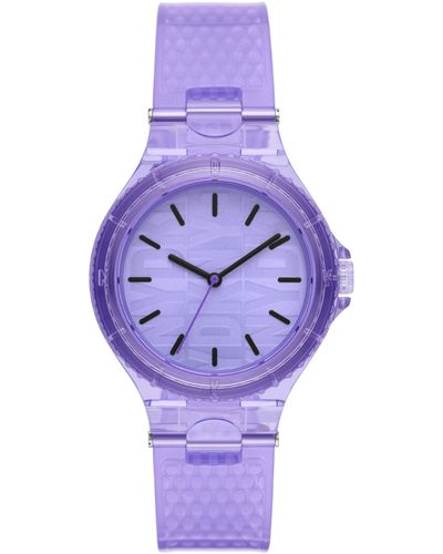 DKNY Chambers Quartz Nylon And Silicone Three-hand Casual Watch - Purple