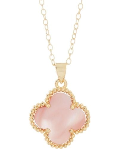 Adornia Quatrefoil Necklace Gold - Pink
