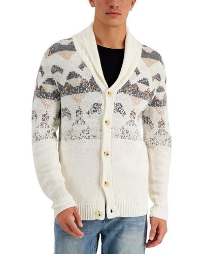Alfani Knit Shawl Collar Cardigan Sweater - White