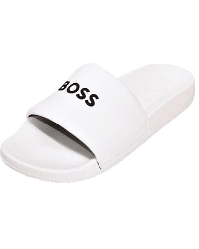 BOSS Reese Pool Slides Shoes - White