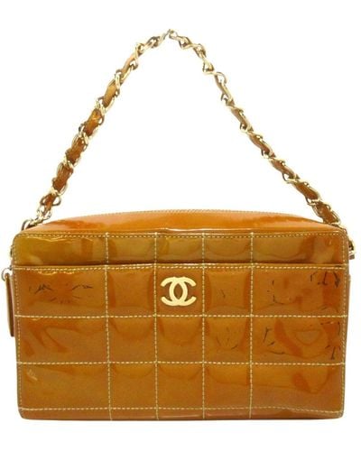 Chanel Chocolate Bar Patent Leather Shoulder Bag (pre-owned) - Brown