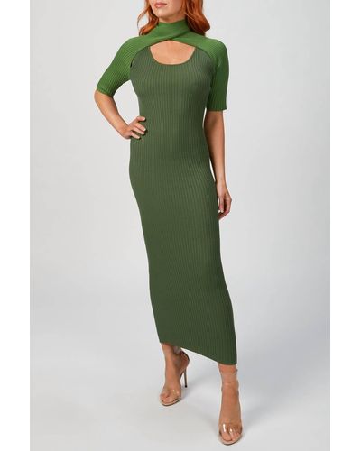 Wynn Hamlyn Loop Layered Knit Dress - Green