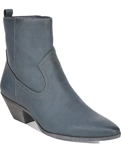 Circus by Sam Edelman Garth Faux Leather Block Heel Ankle Boots - Blue