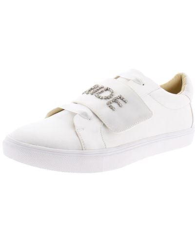 Betsey Johnson Liana Satin Embellished Fashion Sneakers - White