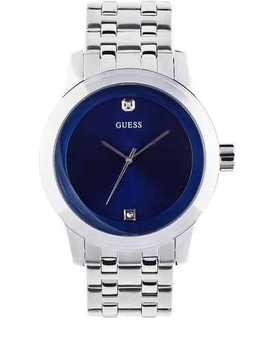 Guess Factory And Silver-tone Diamond Dress Watch - Blue