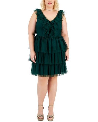City Studios Plus Tulle Midi Cocktail And Party Dress - Green