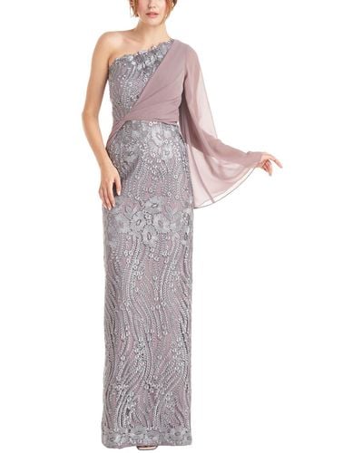 JS Collections Plus Embroidered Maxi Evening Dress - Multicolor