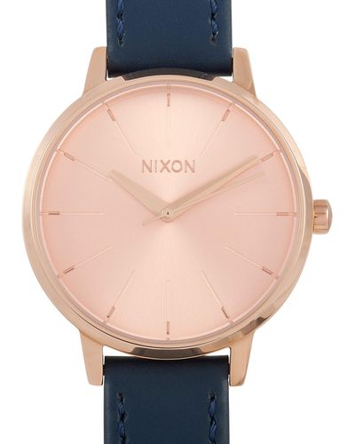 Nixon Kensignton Leather 37 Mm Stainless Steel Watch A108 2160 - Pink