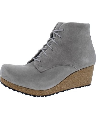 Birkenstock Edith Suede Lace Up Ankle Boots - Gray