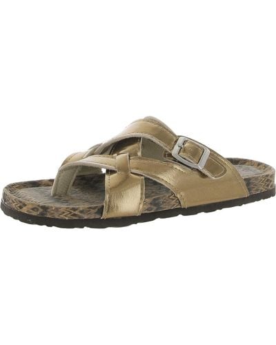 Muk Luks Shayna Terra Turf Faux Leather Floral Print Thong Sandals - Brown