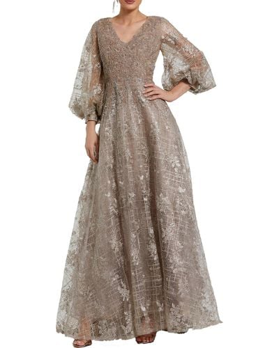 Mac Duggal Lace Embellished Evening Dress - Natural