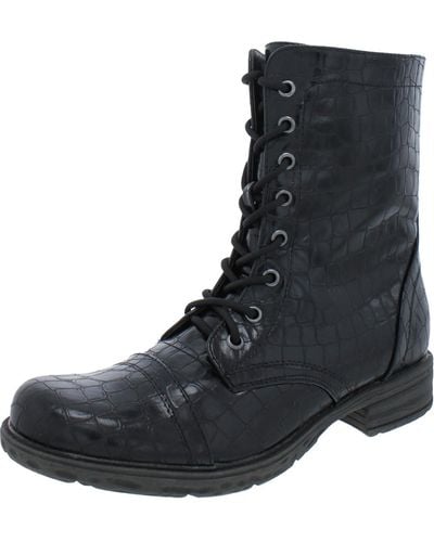 Very Volatile Underground Faux Leather Snake Print Combat Boots - Black