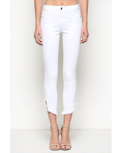 Hidden Jeans Adele High Rise Frayed Skinny Jeans - White