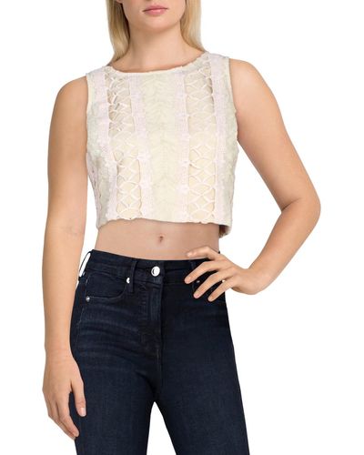 Endless Rose Embroidered Sleeveless Crop Top - Blue